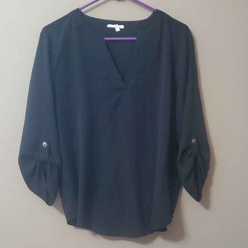 Maurices Black Blouse with Buttoned Sleeves